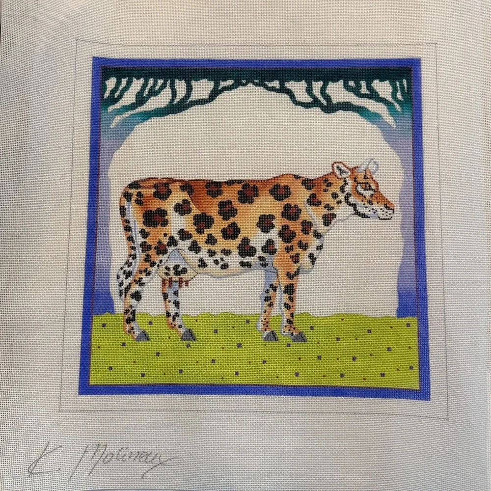 Kathryn Molineux Cowpard Hand Painted Needlepoint Canvas 11.5
